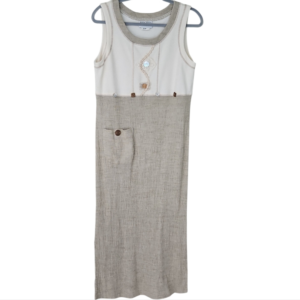 Nancy Bolen Two-Tone Sleeveless Embellished Maxi Dress